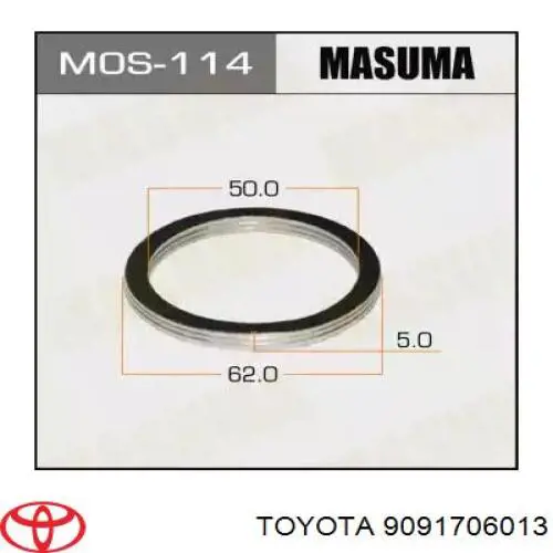 9091706013 Toyota juntas para silenciador