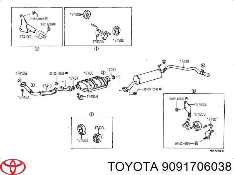 9091706038 Toyota junta de tubo de escape silenciador