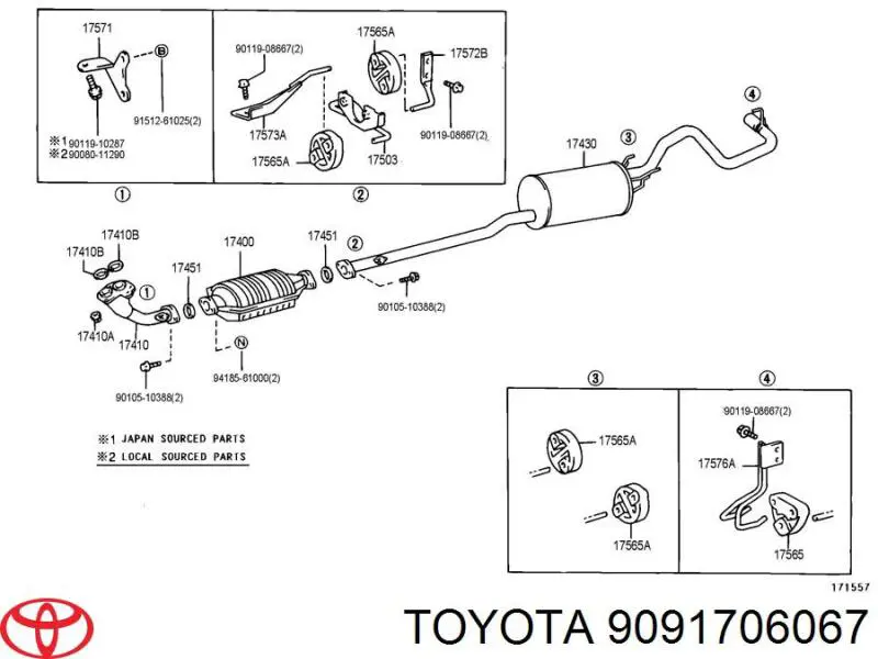 9091706067 Toyota juntas para silenciador