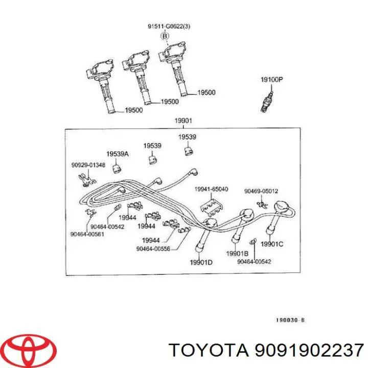 9091902237 Toyota bobina de encendido