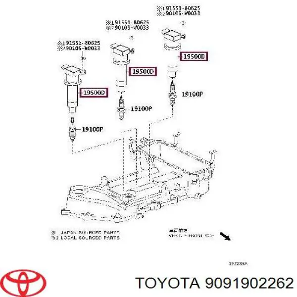 9091902262 Toyota bobina de encendido