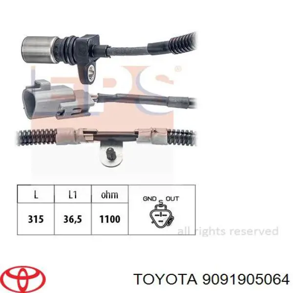 9091905064 Toyota sensor de posición del cigüeñal