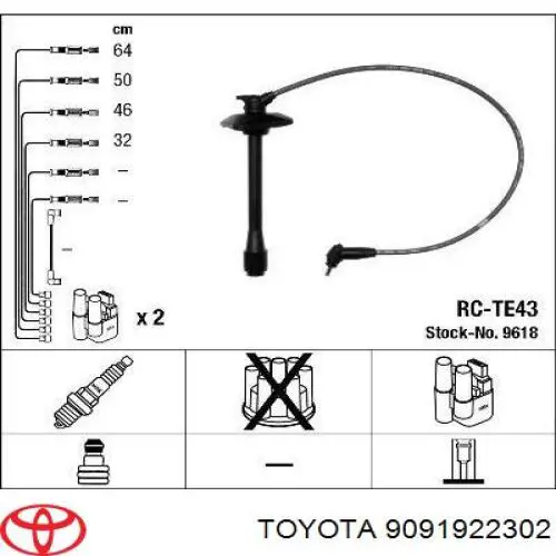 9091922302 Toyota juego de cables de encendido