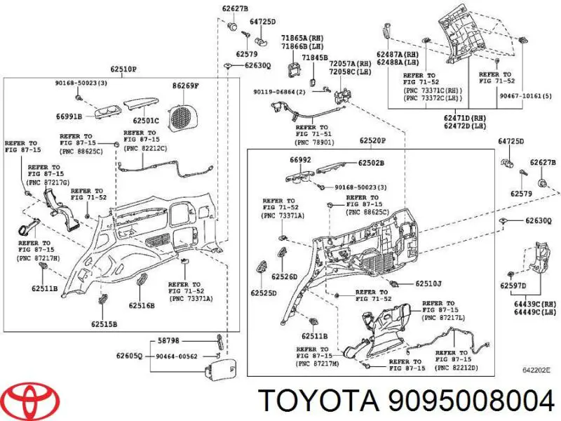 9095008004 Toyota clips fijación, revestimiento puerta