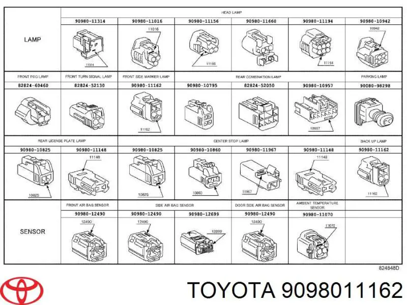 9098011162 Toyota conector luz trasera