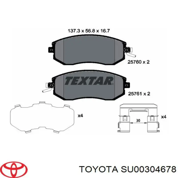 SU00304678 Toyota pastillas de freno delanteras