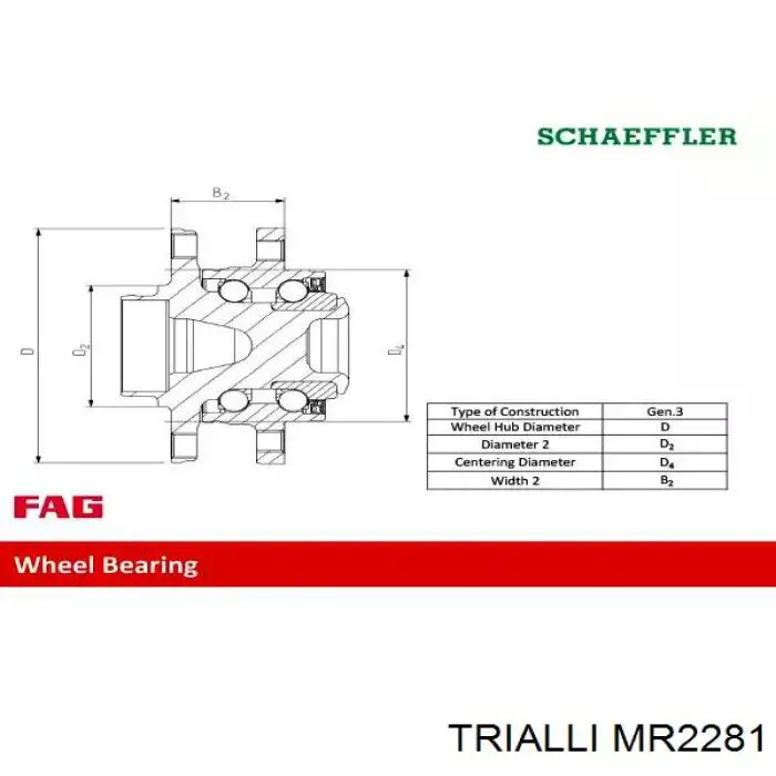 MR2281 Trialli cubo de rueda trasero