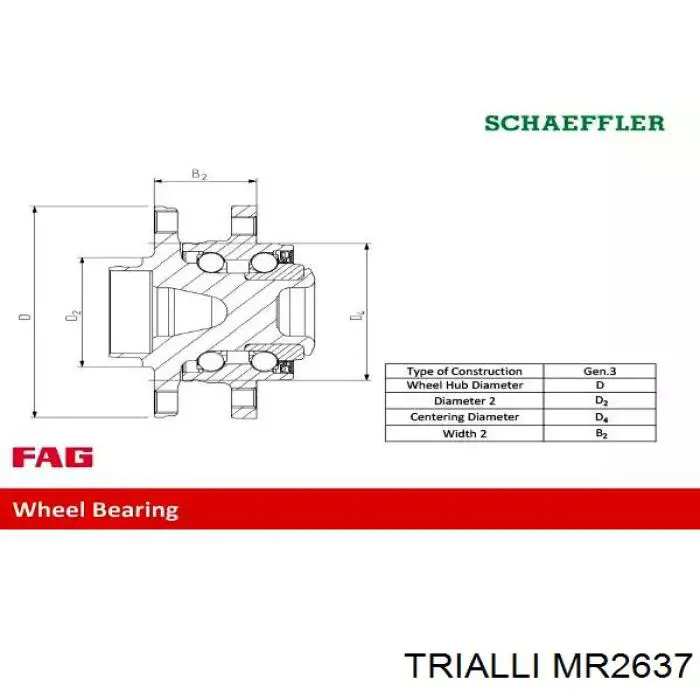 MR2637 Trialli cubo de rueda delantero