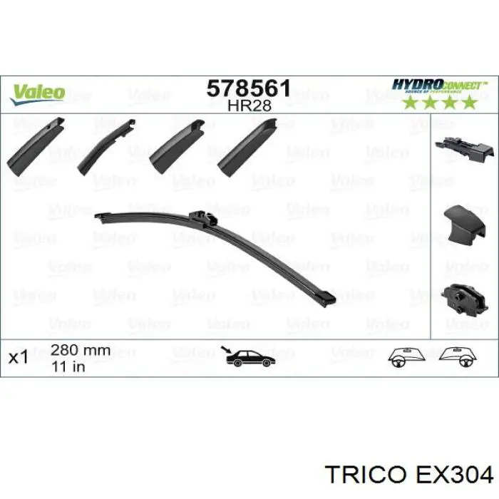 EX304 Trico limpiaparabrisas de luna trasera