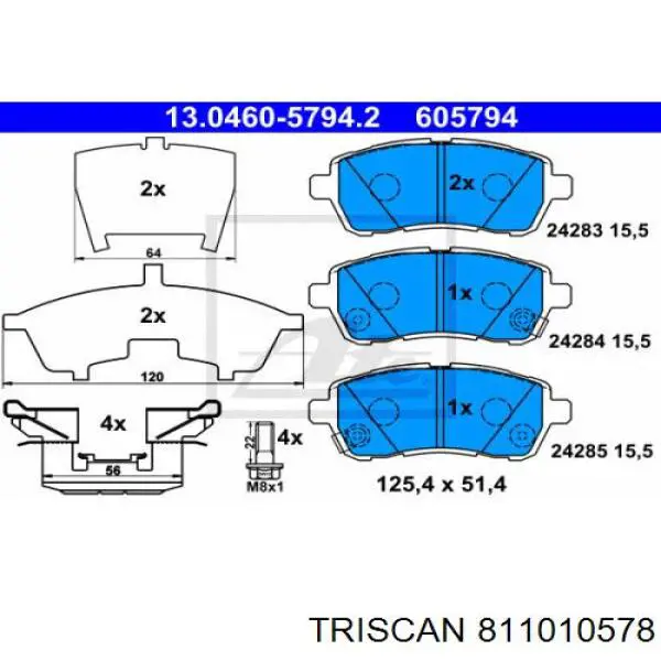811010578 Triscan pastillas de freno delanteras