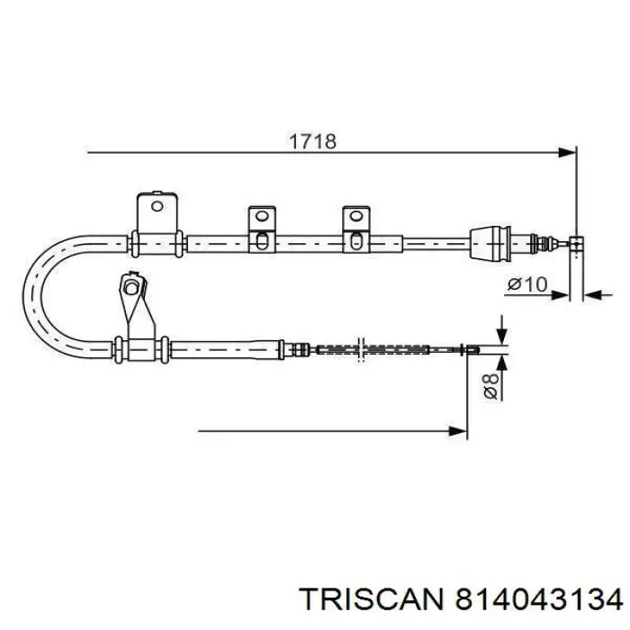 814043134 Triscan cable de freno de mano trasero derecho