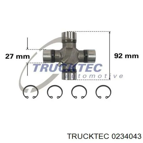 02.34.043 Trucktec cruceta de árbol de cardán trasero