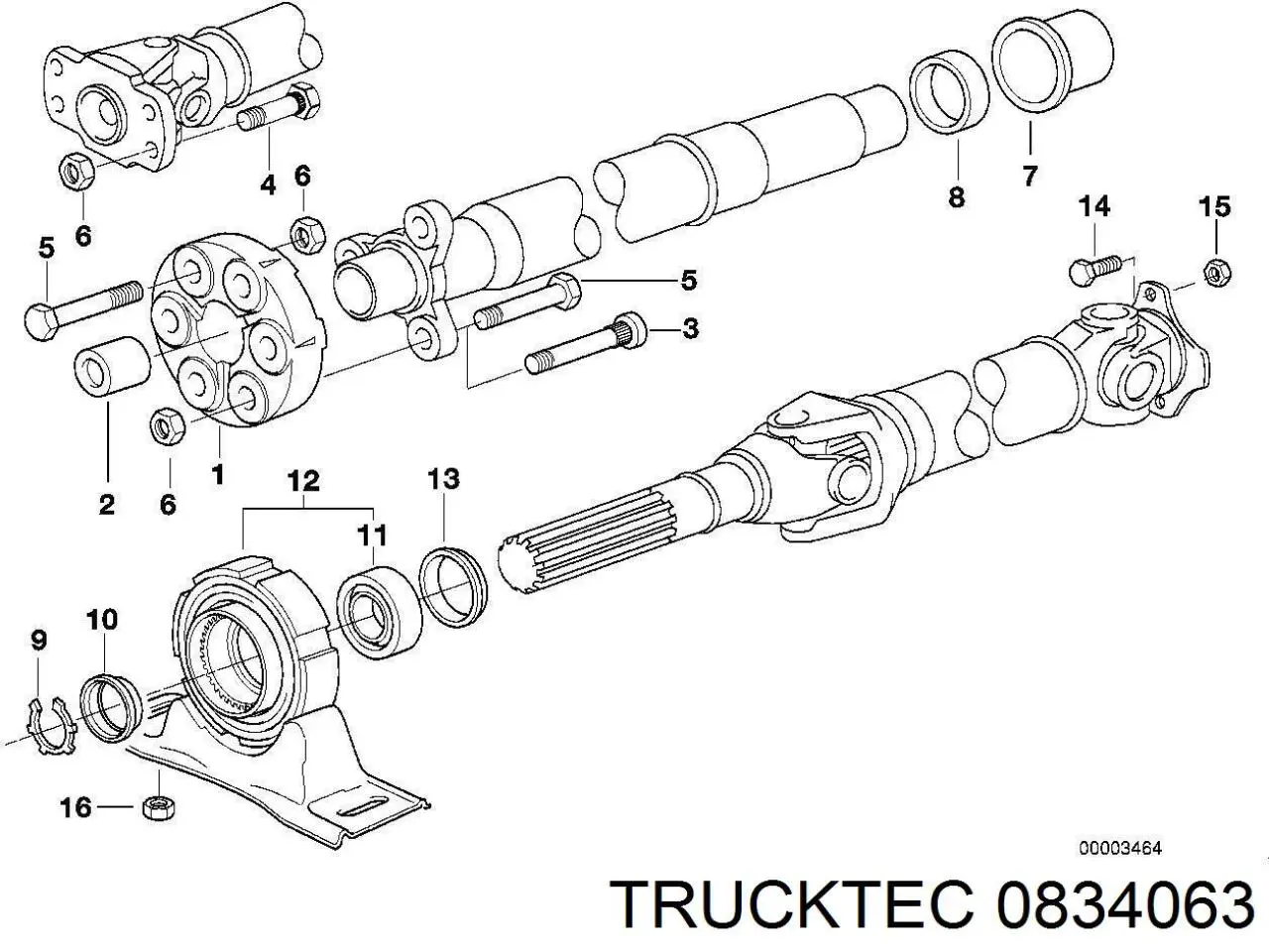 0834063 Trucktec articulación, árbol longitudinal, delantera