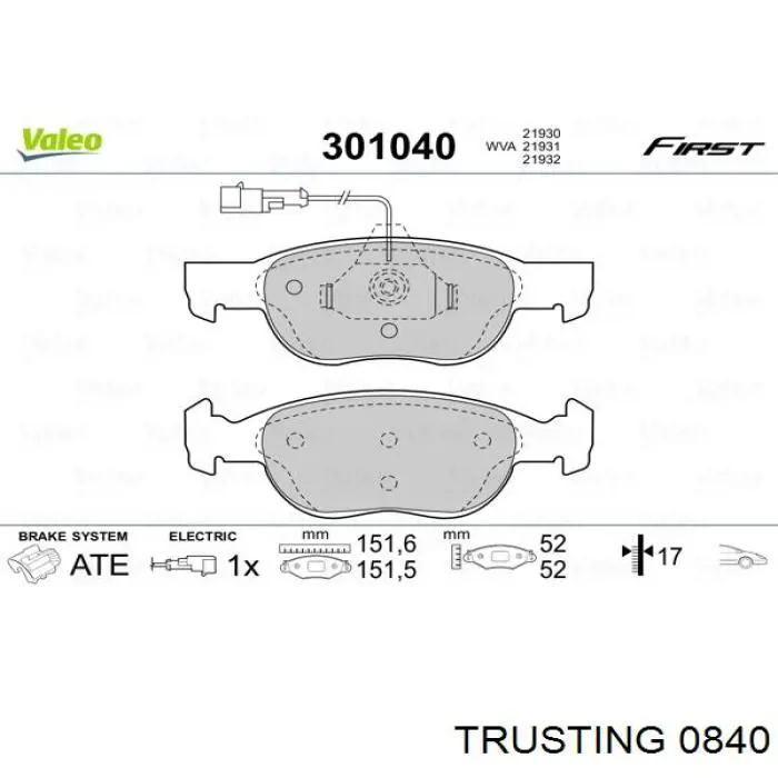 084.0 Trusting pastillas de freno delanteras