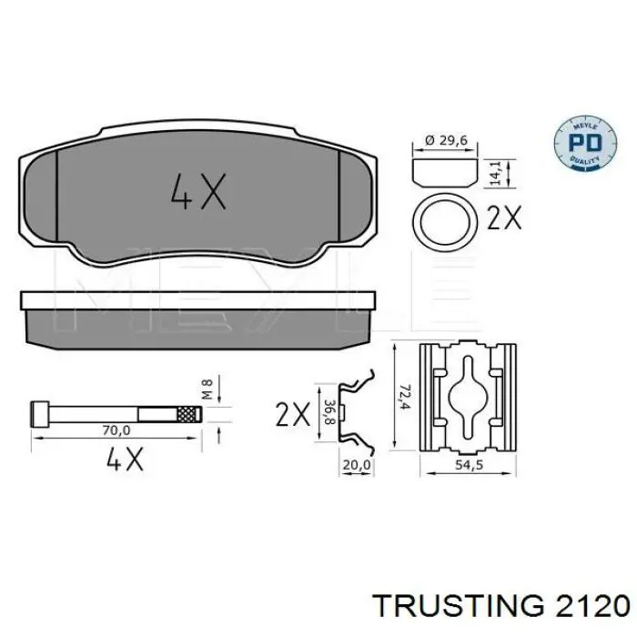 212.0 Trusting pastillas de freno traseras