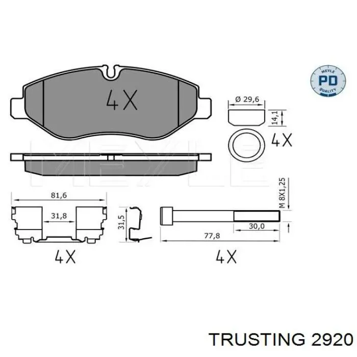 292.0 Trusting pastillas de freno delanteras