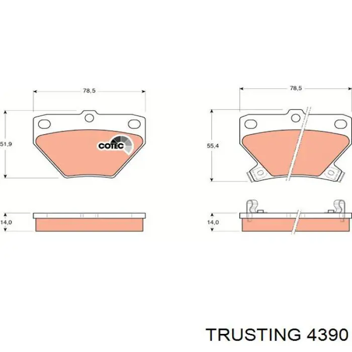 439.0 Trusting pastillas de freno traseras