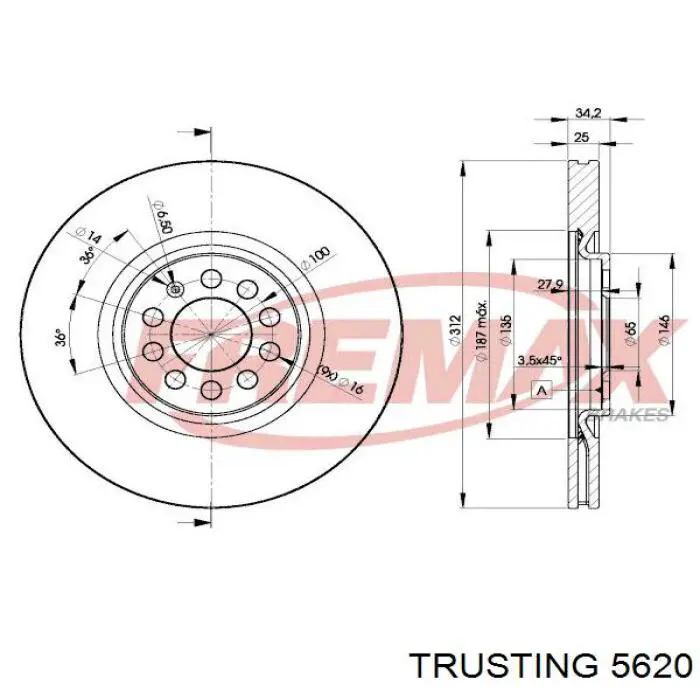 562.0 Trusting pastillas de freno traseras