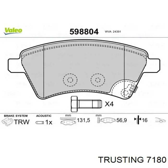 718.0 Trusting pastillas de freno delanteras