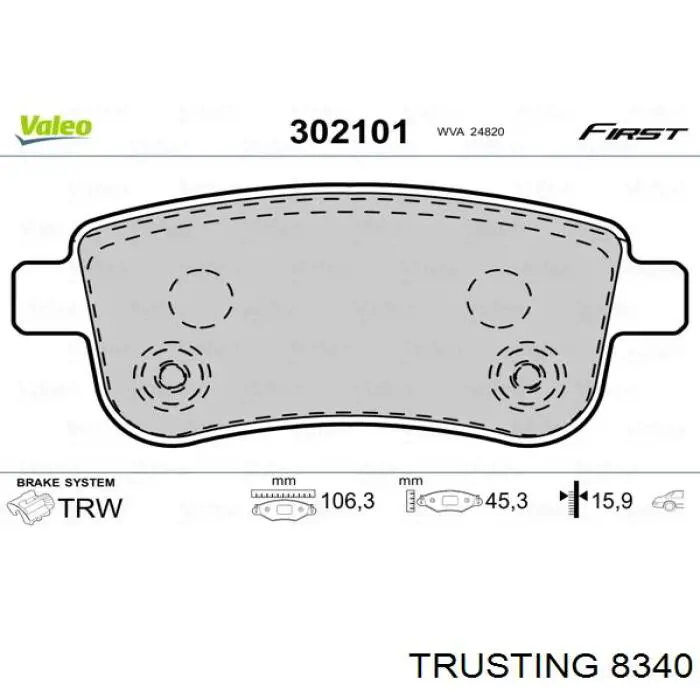 834.0 Trusting pastillas de freno traseras