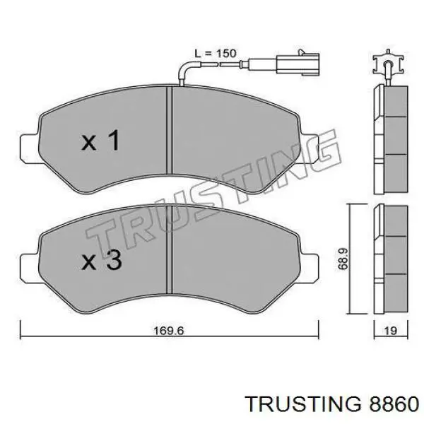 886.0 Trusting pastillas de freno delanteras