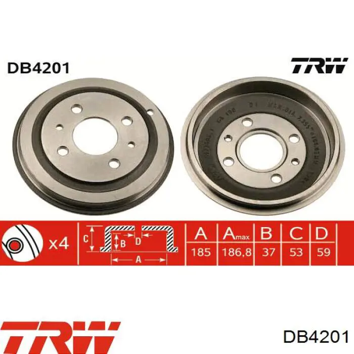 DB4201 TRW freno de tambor trasero