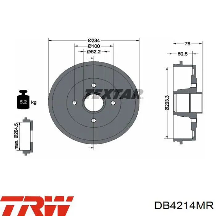 DB4214MR TRW freno de tambor trasero