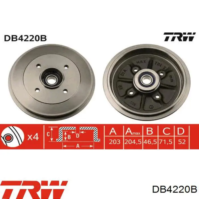 DB4220B TRW freno de tambor trasero