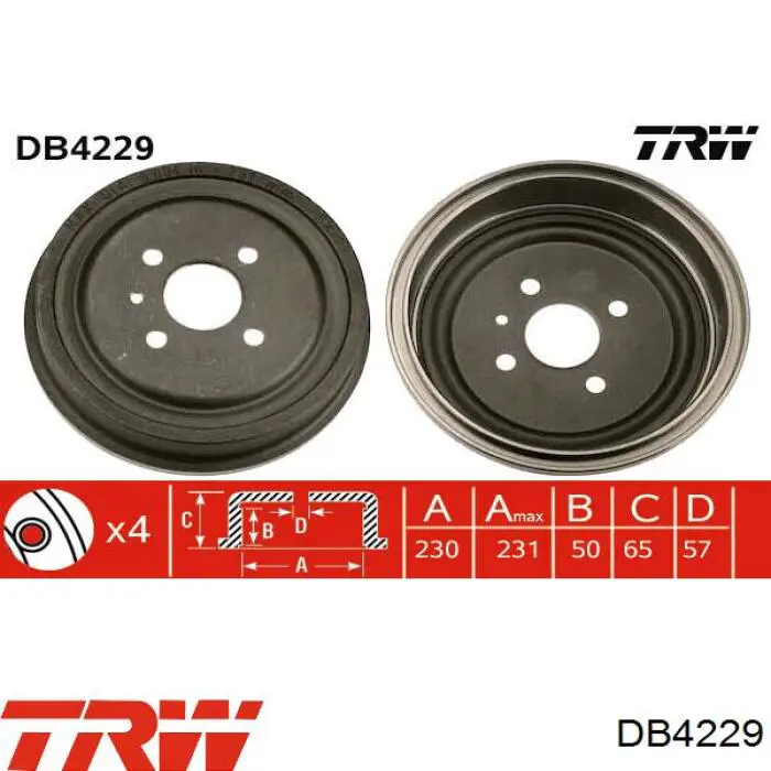 DB4229 TRW freno de tambor trasero