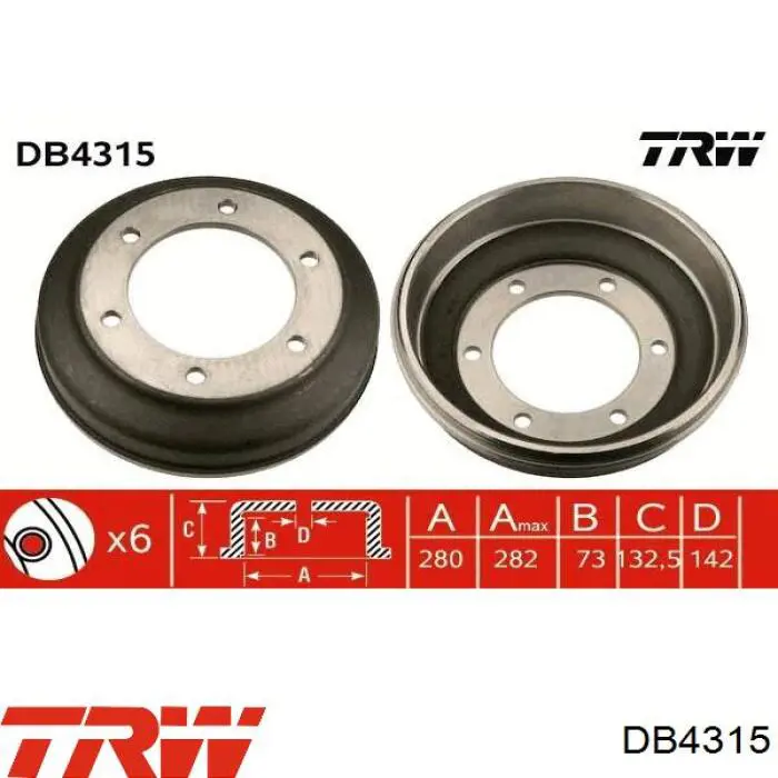 DB4315 TRW freno de tambor trasero