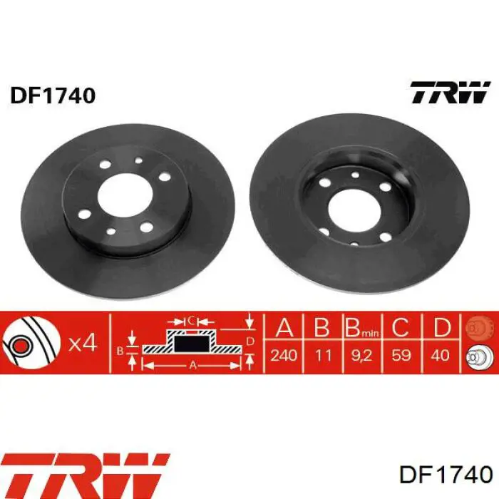  Disco de freno trasero para Fiat 500 312