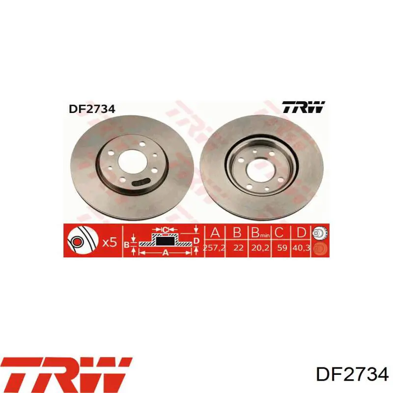 DF2734 TRW freno de disco delantero