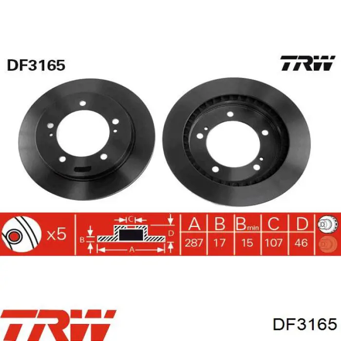 DF3165 TRW freno de disco delantero