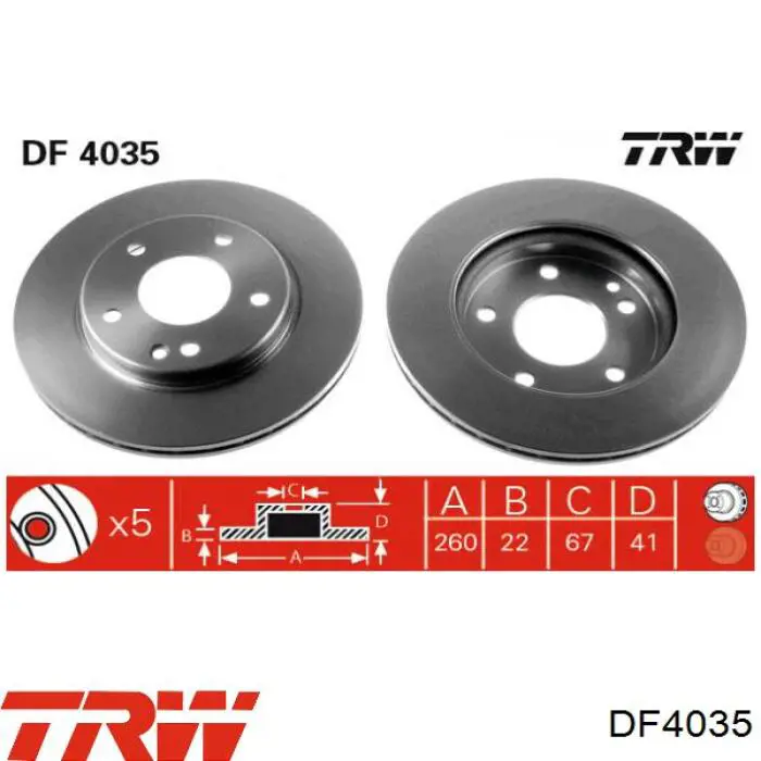 DF4035 TRW freno de disco delantero