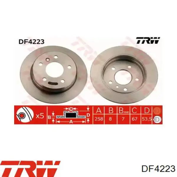  Disco de freno trasero para Mercedes A W168