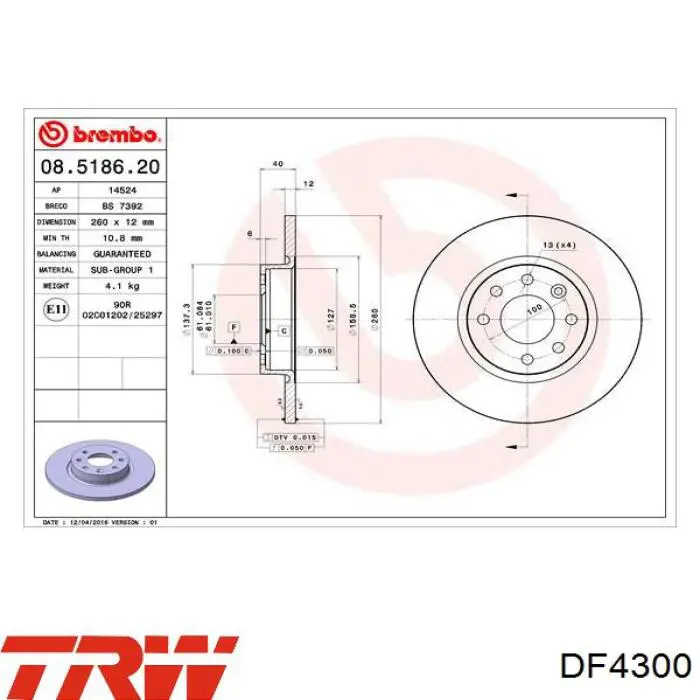  Freno de disco delantero para Volvo 440 445