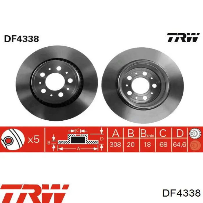  Disco de freno trasero para Volvo XC90 