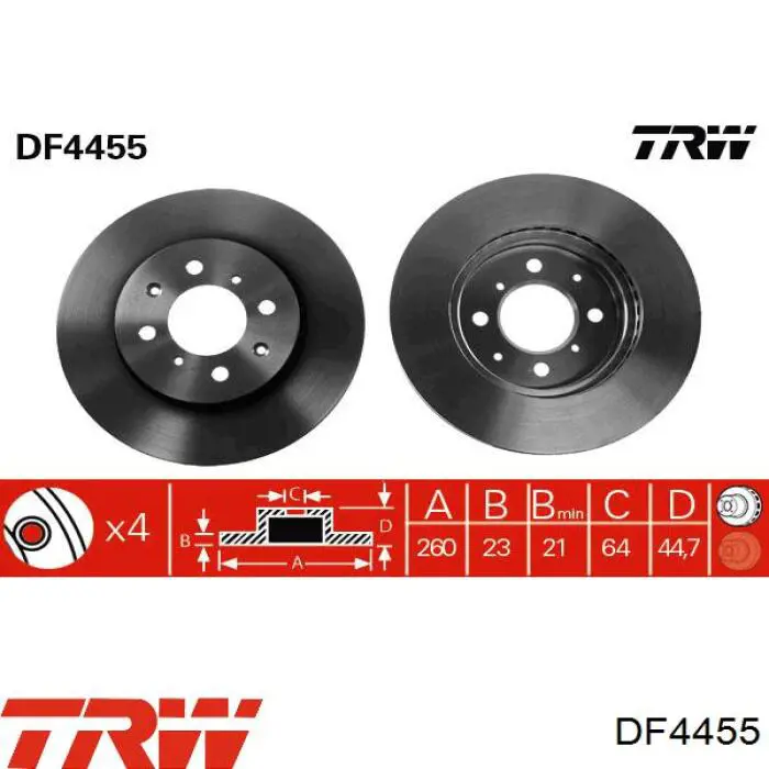 DF4455 TRW freno de disco delantero