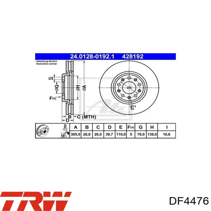 DF4476 TRW freno de disco delantero