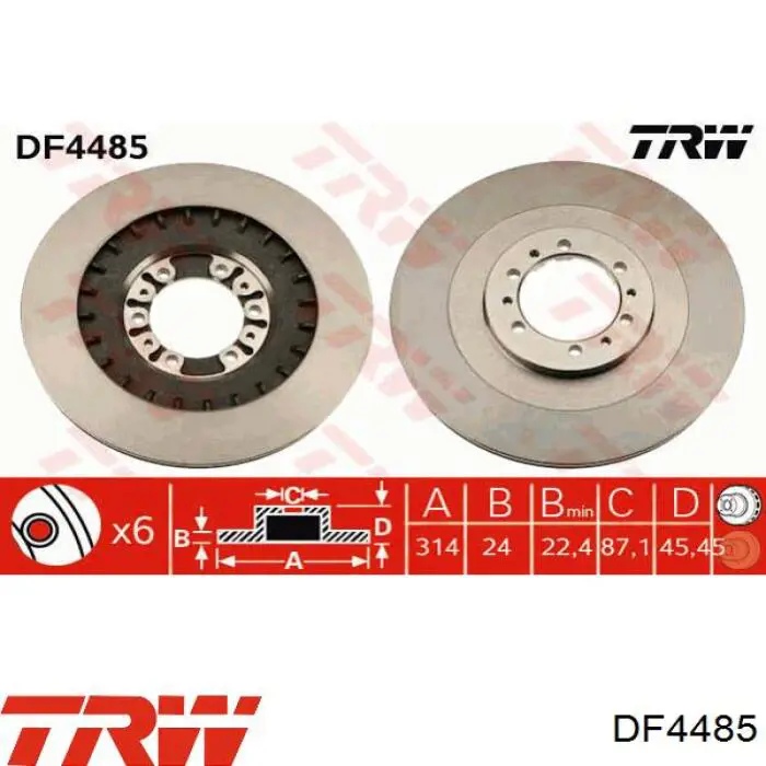 DF4485 TRW freno de disco delantero