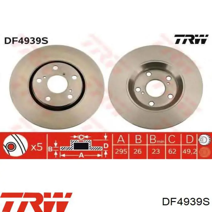 DF4939S TRW freno de disco delantero