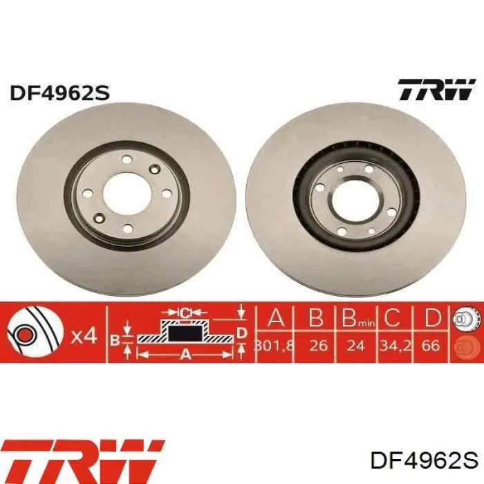 DF4962S TRW freno de disco delantero