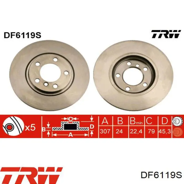 DF6119S TRW freno de disco delantero