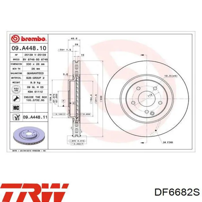 DF6682S TRW freno de disco delantero