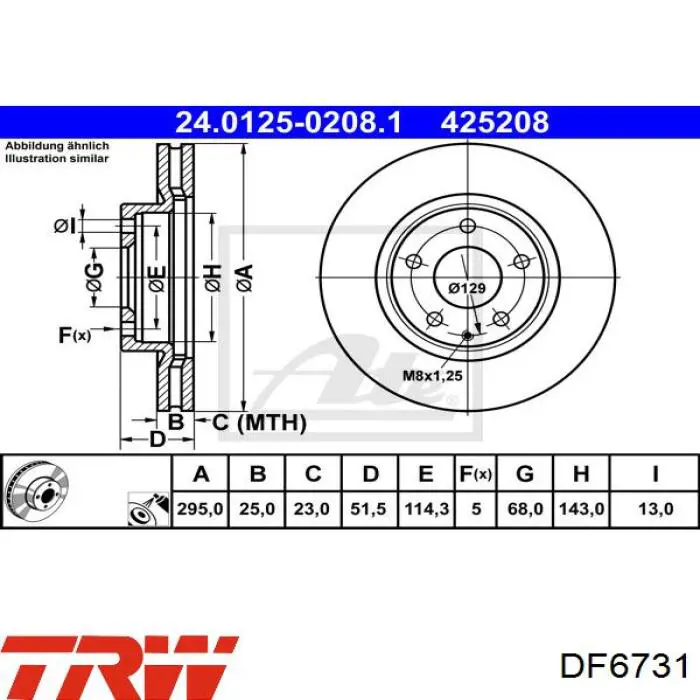 DF6731 TRW freno de disco delantero