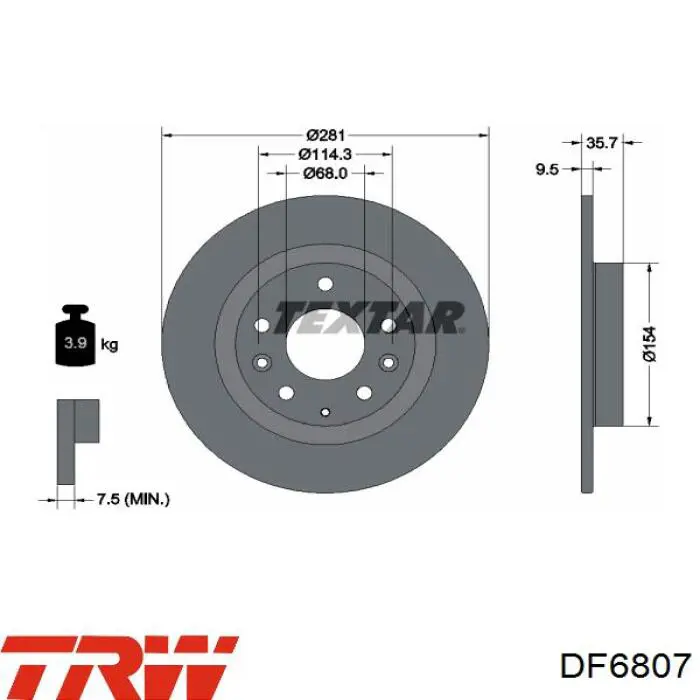  Disco de freno trasero para Mazda CX-3 DK