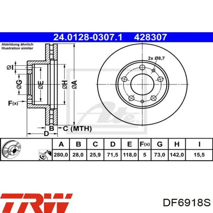 DF6918S TRW freno de disco delantero