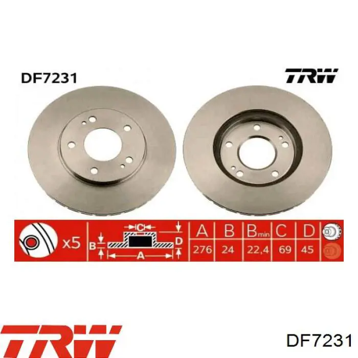 DF7231 TRW freno de disco delantero