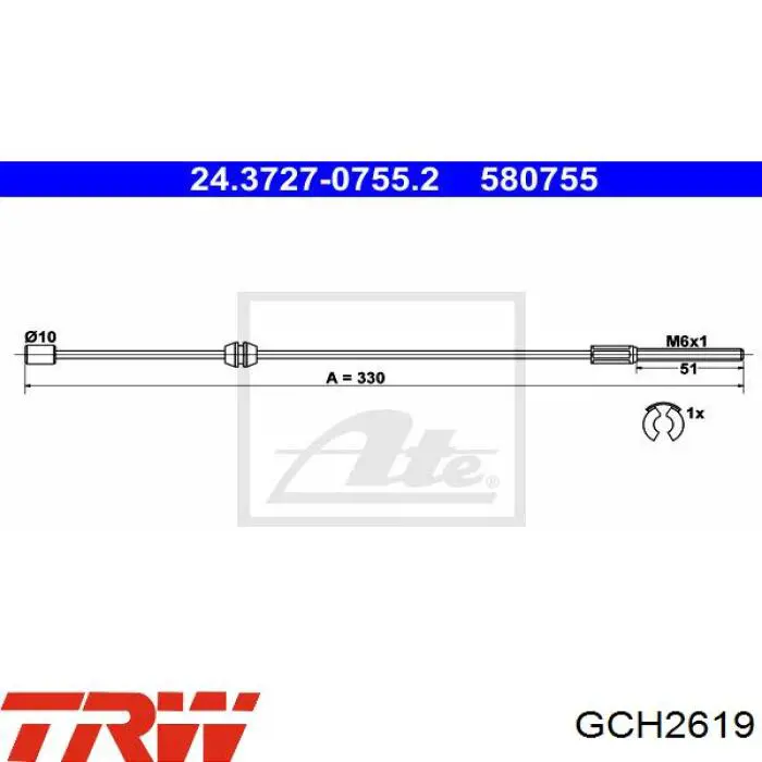  Cable de freno de mano delantero para Opel Corsa F08, F68