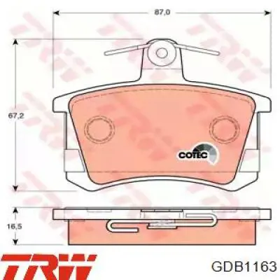 GDB1163 TRW pastillas de freno traseras